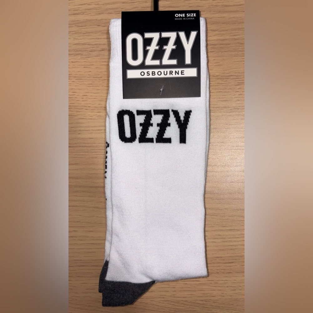 Ozzy Osbourne White Crew Socks with Black Logo